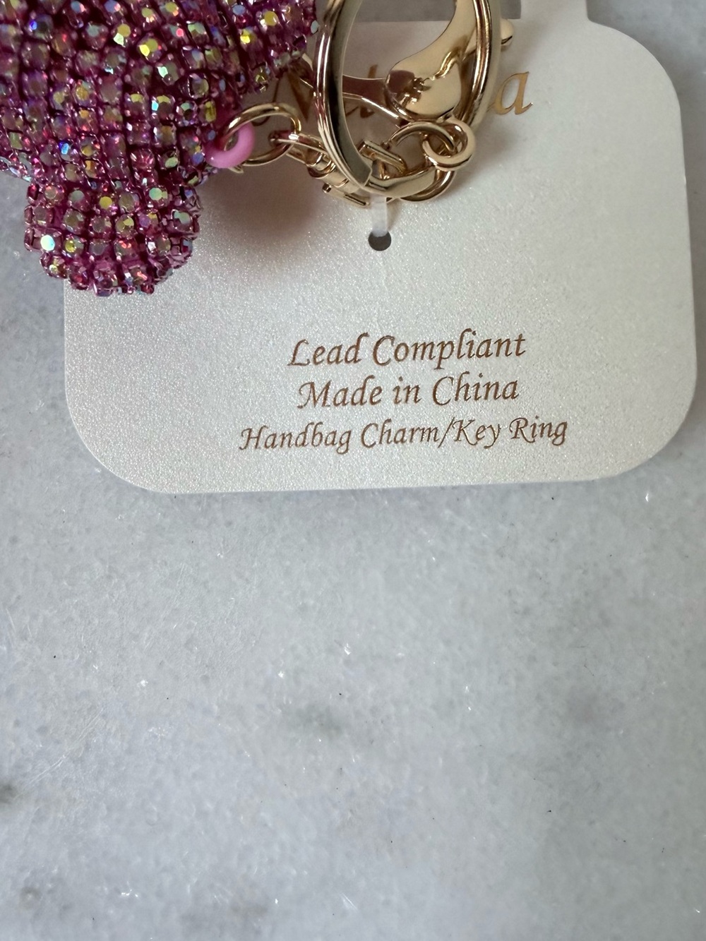 Natasha Couture Pink Crystal Teddy Keyring with Braided Loop handbag charm - Picture 7 of 7